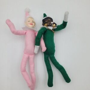 Martha Stewart on Mantel & Snoop Dogg on Stoop Christmas Elf Dolls Holiday Decor